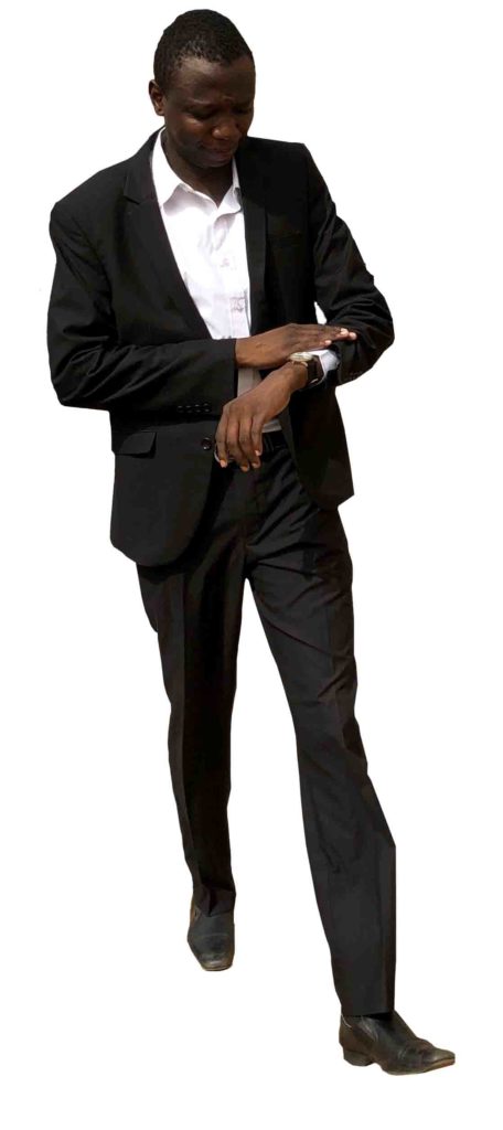 Busy African Man in Business Suit Walking