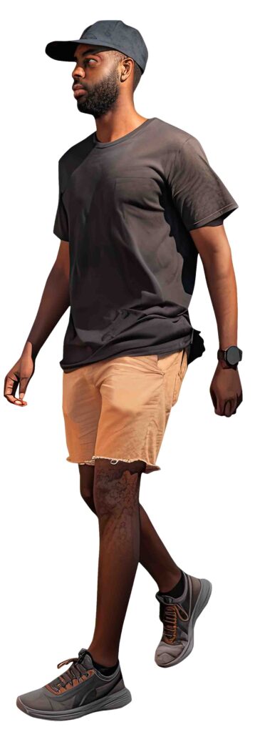 African Man Walking Front Black Cap