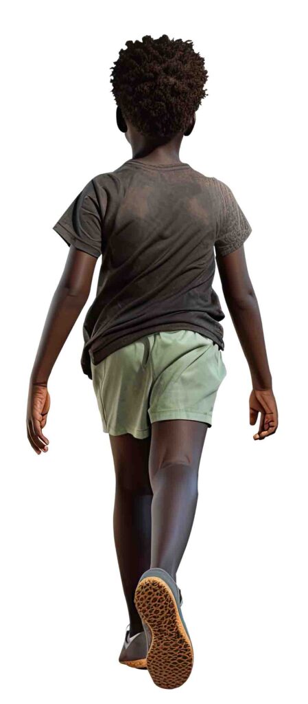 African Boy Walking away back