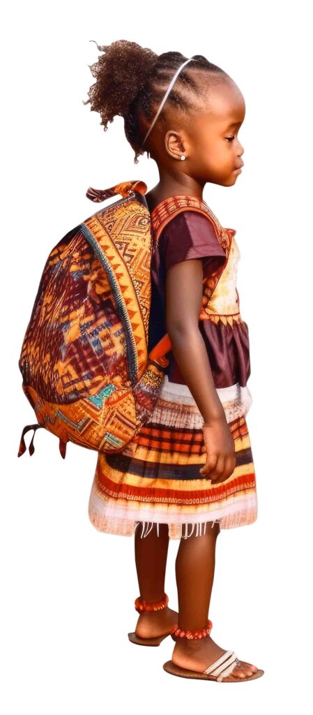 African Girl schooler standing backpack
