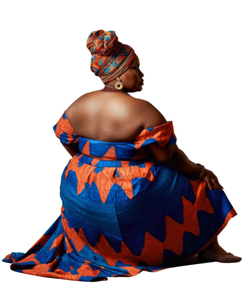 Fat african woman sitting cutout