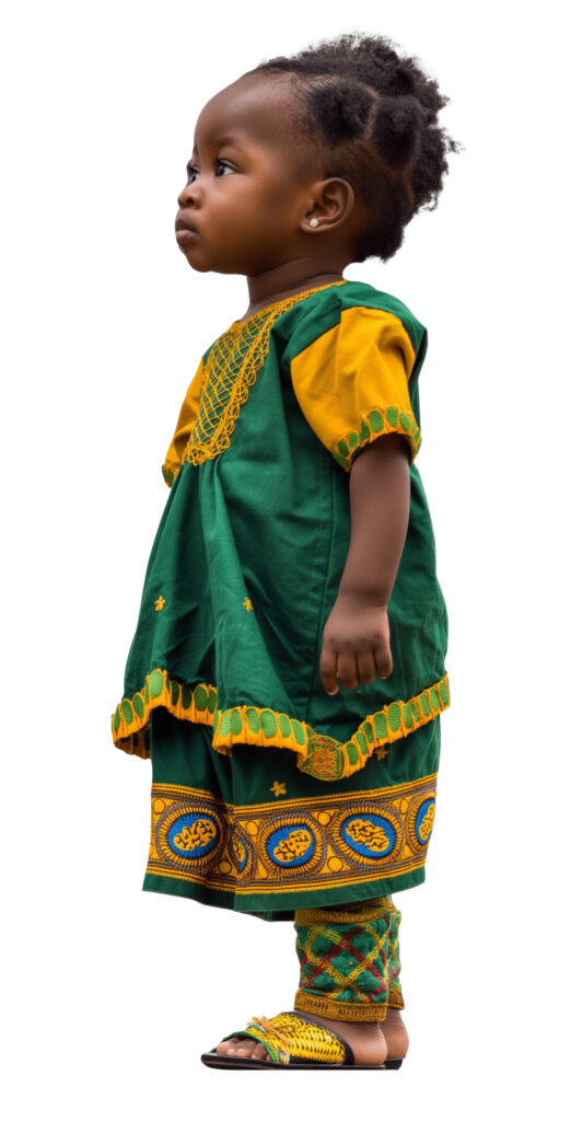 African little girl in traditional attire standing