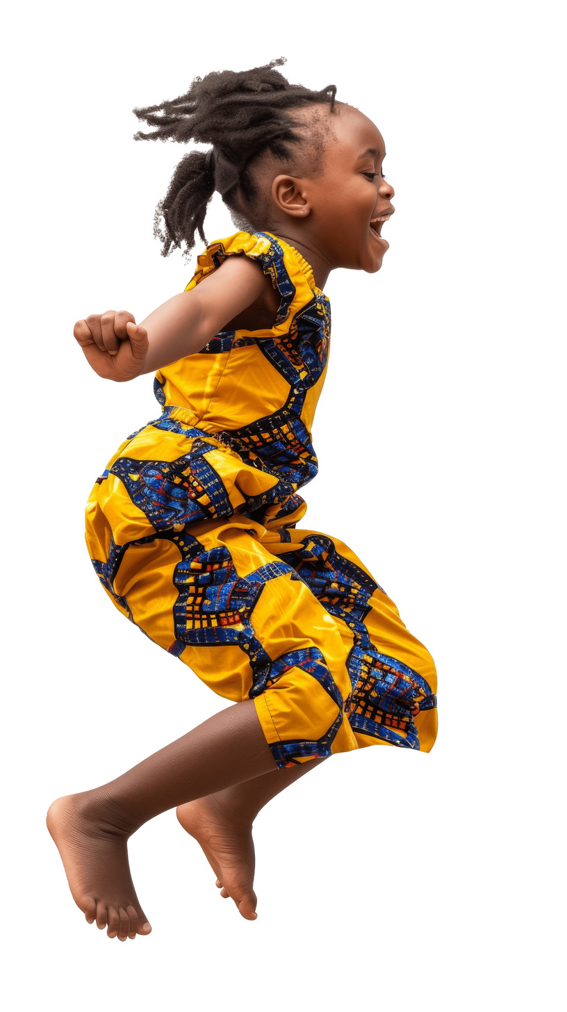 African little girl jumping
