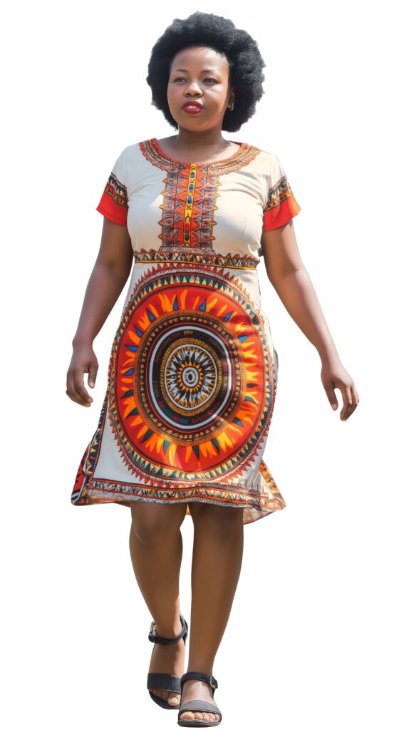 chubby african woman in traditional attire standing cutout