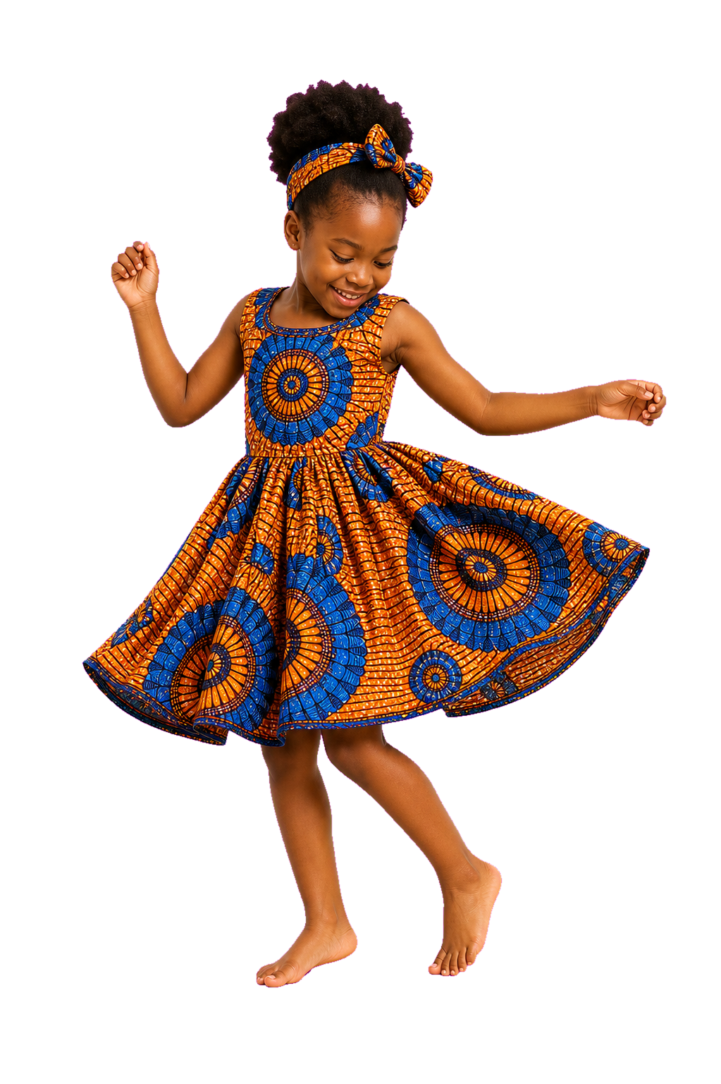 African little girl dancing looking down