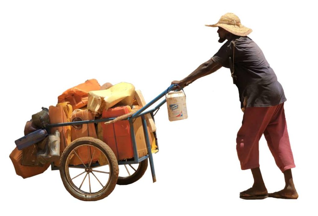 African Man pushing Cart