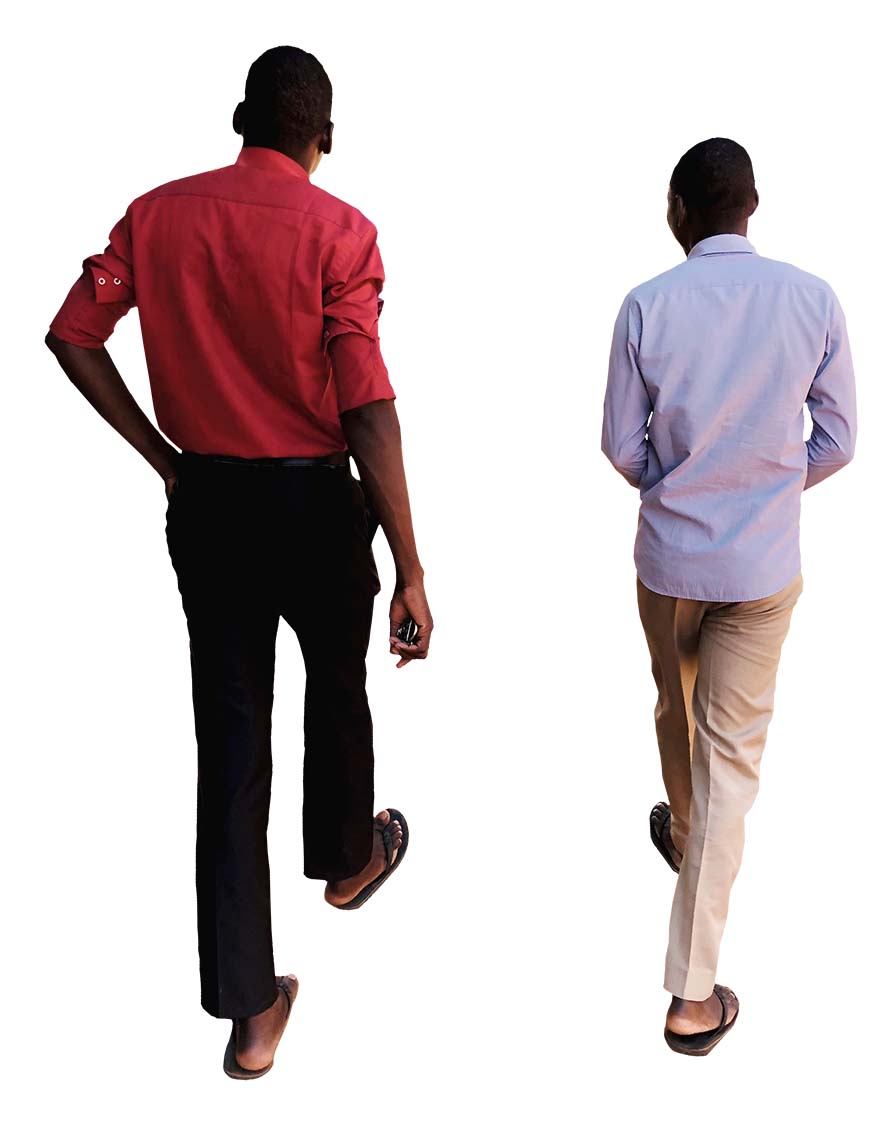 2 African Men Walking – Back